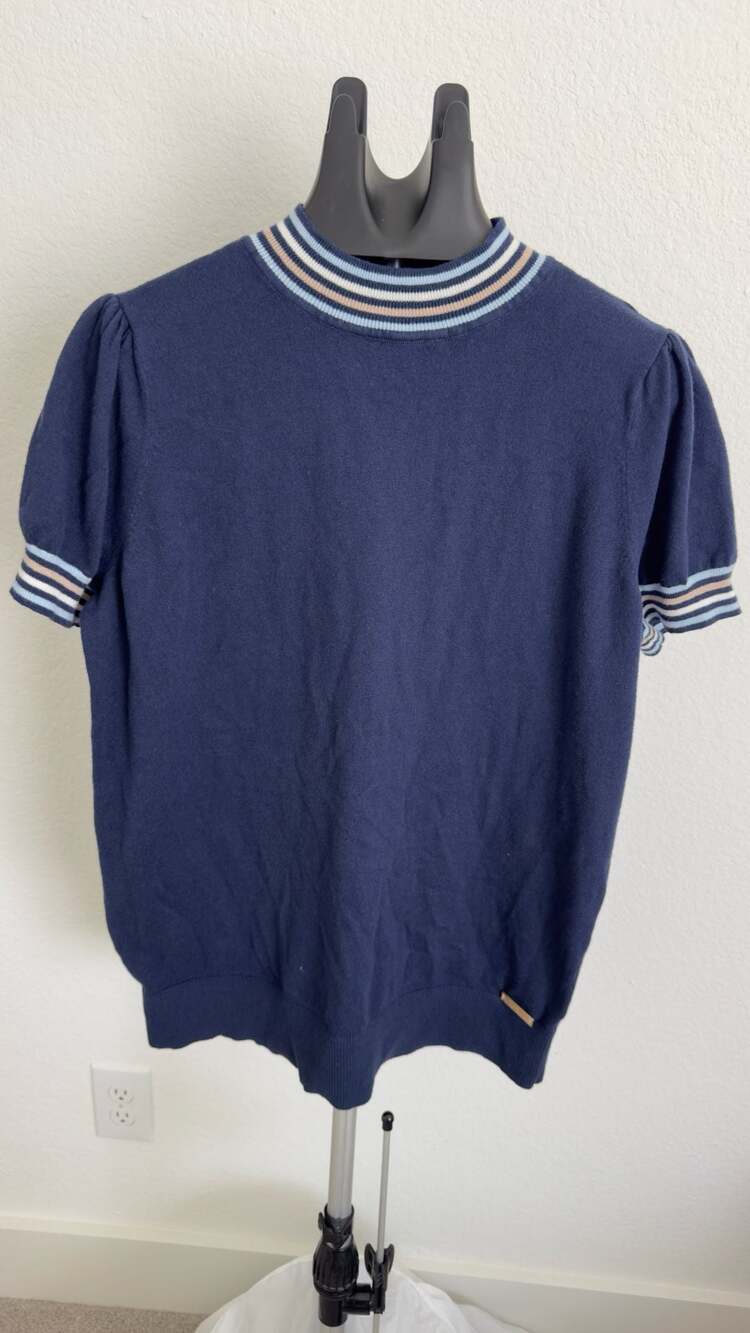 Torrid x Marilyn Monroe Sweater Size 2 Navy Blue Striped Mock Neck